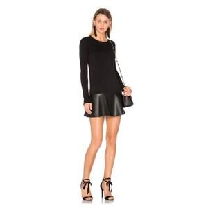Revolve Bailey 44 Georgina Faux Leather Trim‎ Dress | Black | SZ L